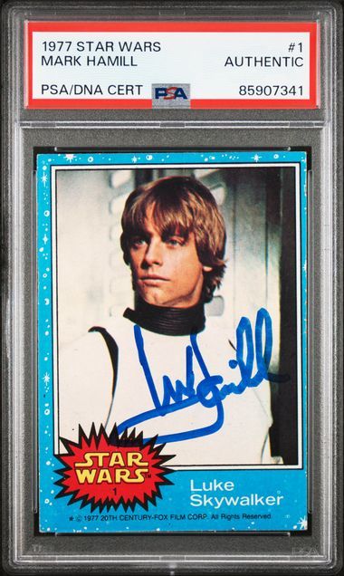 The autographed copy of Luke Skywalker No. 1 is graded PSA/DNA Authentic. (cllct photo by Ben Burrows)