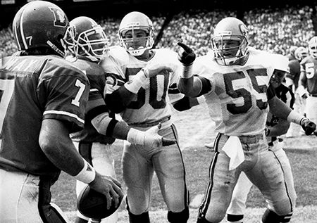 The Boz mixed it up with John Elway in his NFL debut, a 40-17 Seahawks' loss in Denver. (Credit: Getty Images)