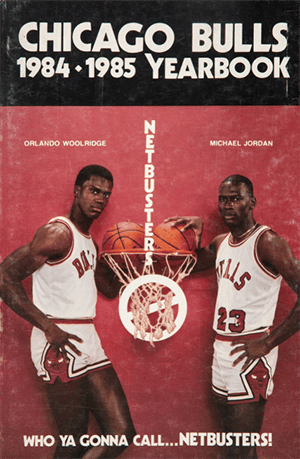 Jordan wore the jersey on the cover of the Bulls' 1984-85 team yearbook. (Credit: Goldin Auctions)