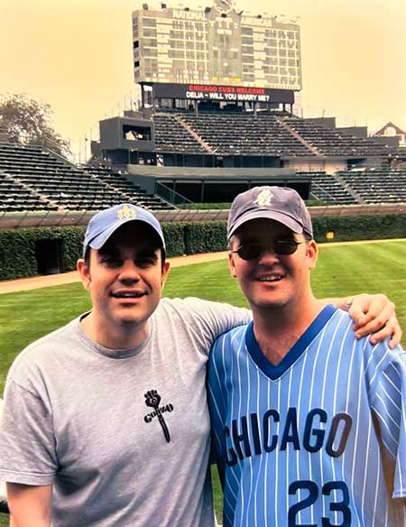 Kevin Jackson, left, and Tim Thatcher revisited Wrigley Field two decades after their first trip in 1985. (cllct photo by Kevin Jackson)