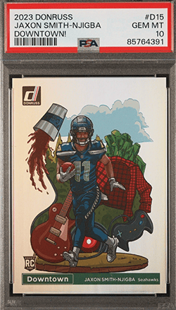 Jaxon Smith-Njigba's 2023 Donruss Downtown has taken a big price jump.