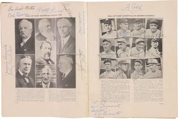 Ty Cobb signed two autographs after kissing the program's owner. (Credit: Lelands)