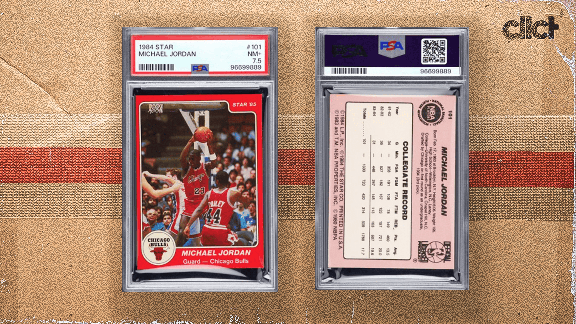 その他 NBA Michael Jordan l Universe PSA7.5 Michael Jordan 1984 Star card, graded PSA 7.5, sells for