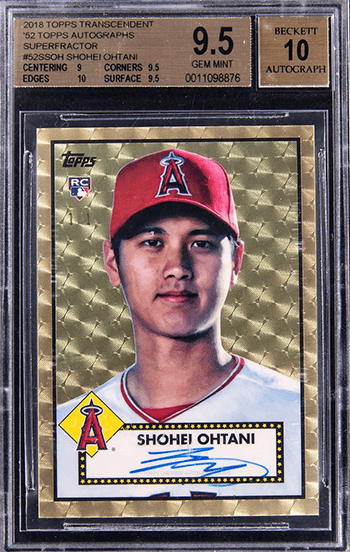 This Shohei Ohtani 2018 Topps Transcedent Superfractor Autograph BGS 9.5/10 sold for more than a half-million dollars.