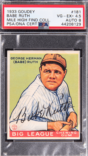 The Goudey is the highest-graded autographed card from Ruth's playing days. (Credit: Goldin Auctions)