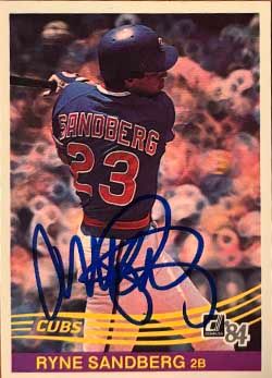Sandberg signed this 1984 Donruss card for the author earlier this year. (cllct photo by Kevin Jackson)