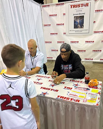 In-person autographs with star athletes, such as Julius Erving, hold even more valute for fans. (cllct photo by Kevin Jackson)