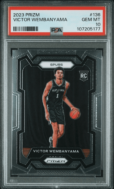 Wembanyama's 2023 Prizm Base PSA 10 has been a key seller to start the season. (Credit: eBay)